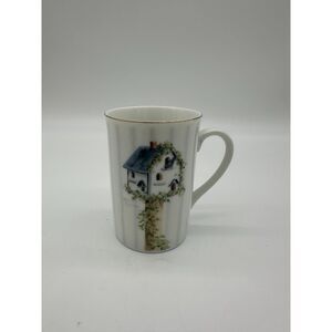 Otagiri Birdhouse Design Heartprint CoffeeTea Mug Cup Japan 4" Vintage